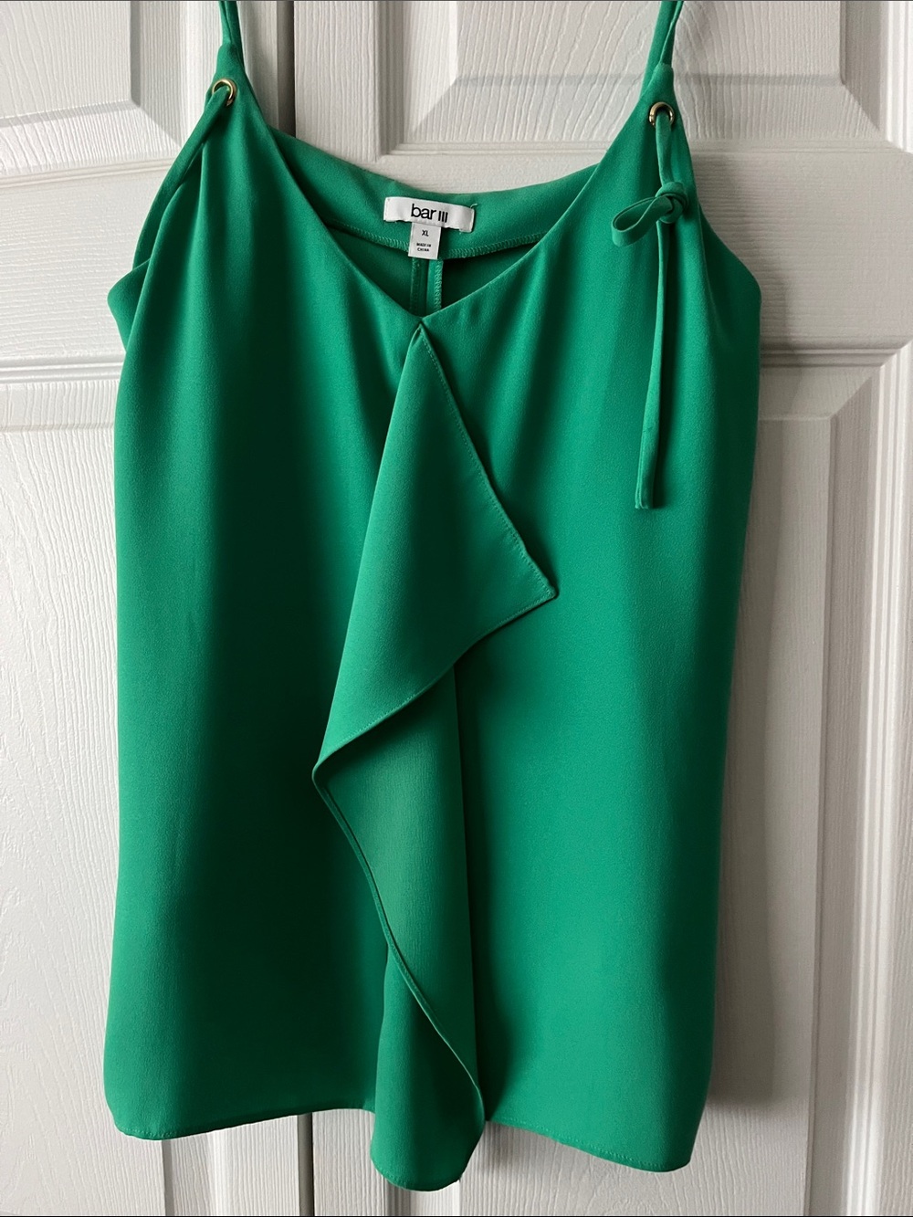 Bar III Emerald Green Ruffle-Front Camisole